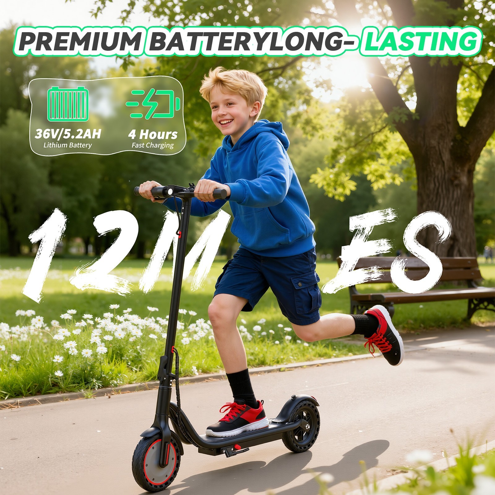 350W Electric Scooter for Adults, Up to 19 MPH, Folding E-Scooter, APP control