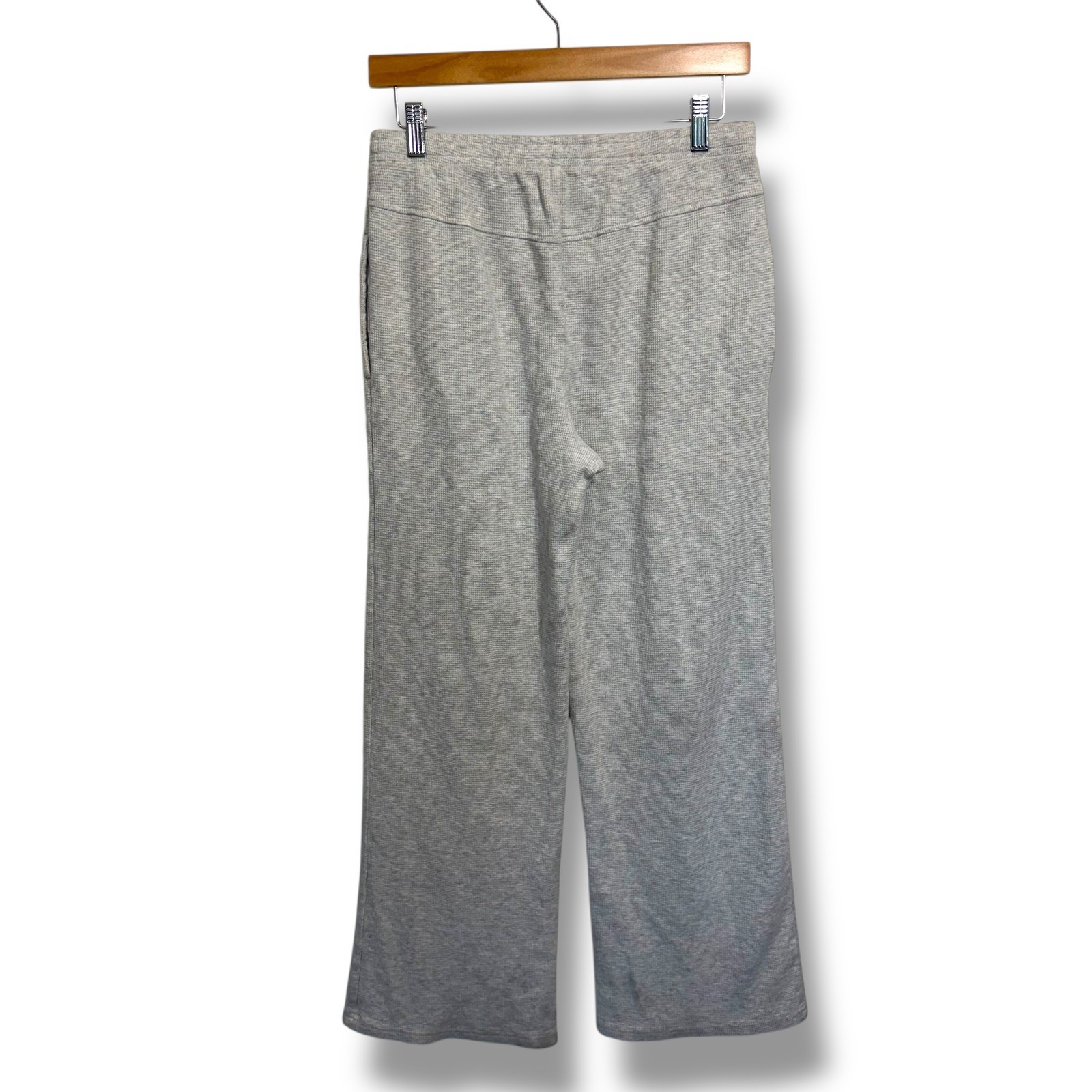 Brandy Melville Womens Light Grey Wide Leg Sweatpants Casual Waffle Knit, OS