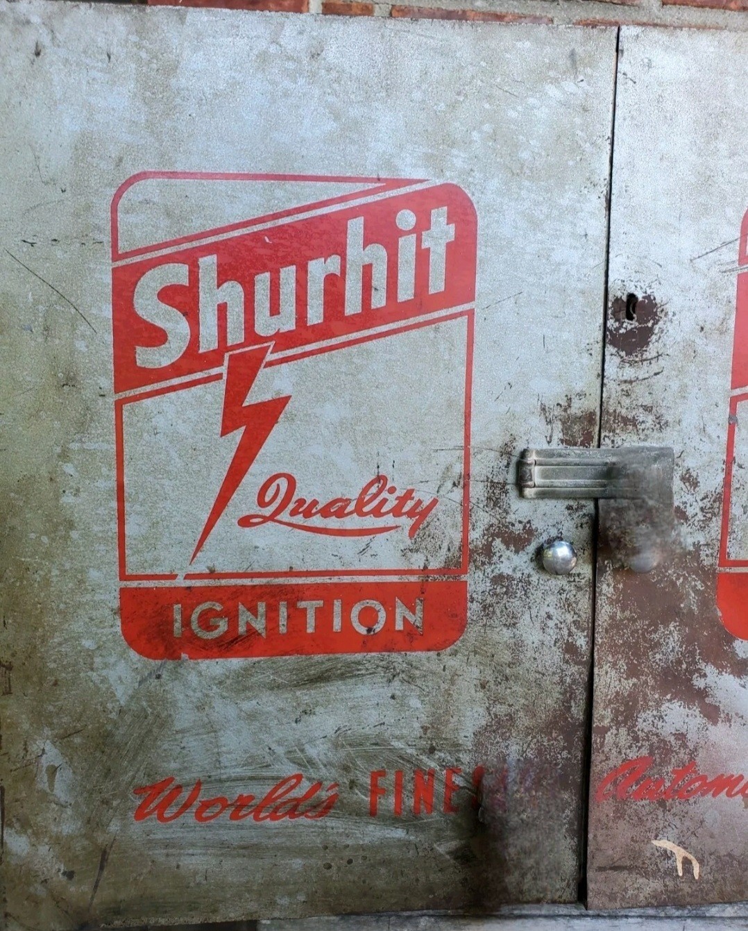 Vintage Shurhit Ignition Steel Automotive Advertising Workshop Cabinet *P/U ONLY