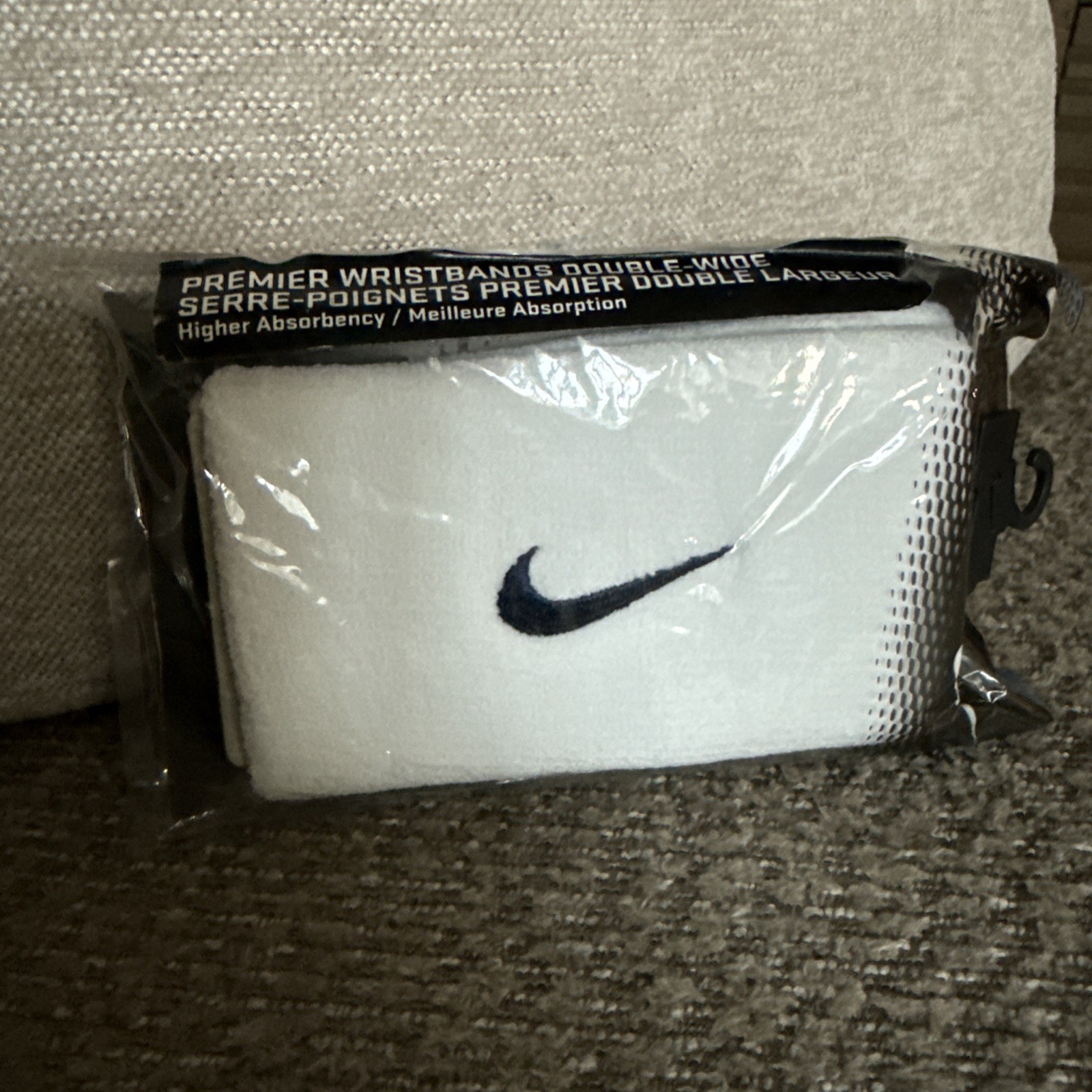 NIKE WHITE PREMIER MEN’S WRISTBANDS DOUBLE-WIDE NWT high absorbency