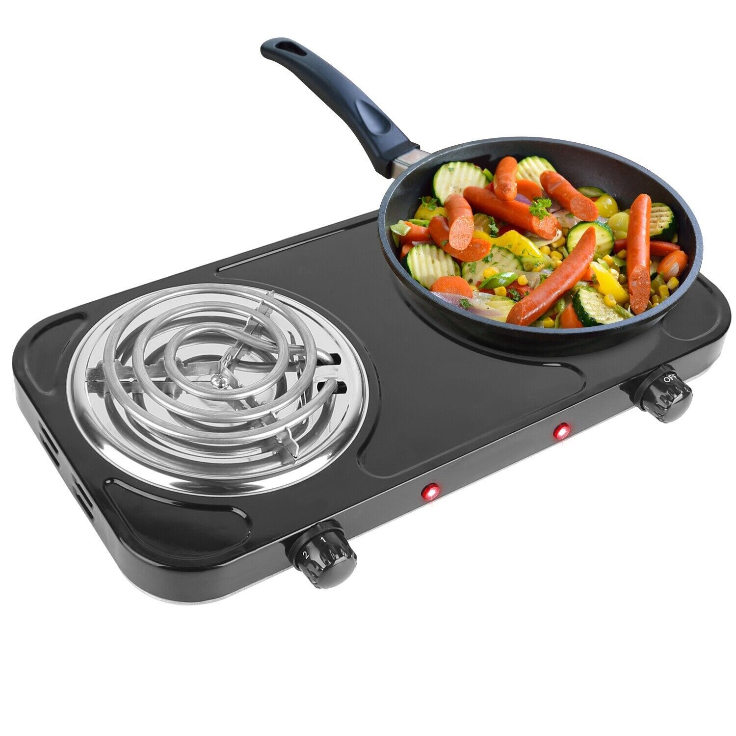 Dual Electric Stove Burner Travel Compact Small Hot Plate For Cooking - 2000 W