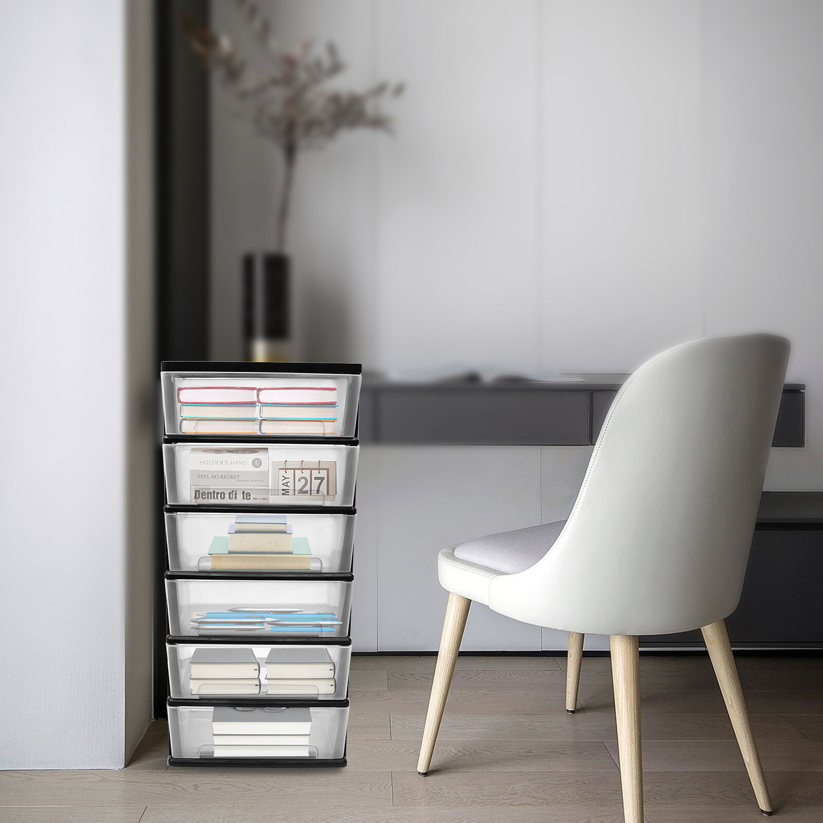 Drawer Cart Wide Tower 6-Drawer Dorm Storage Rolling Organizer For Office USA