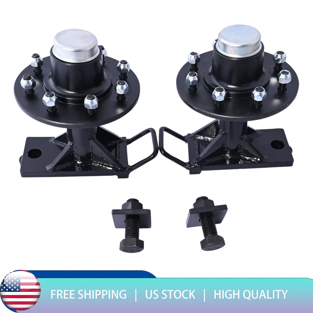 Pair 8 x 6.5 Lug 9000LB Shipping Container Wheels, Bolt-on Spindle Kit