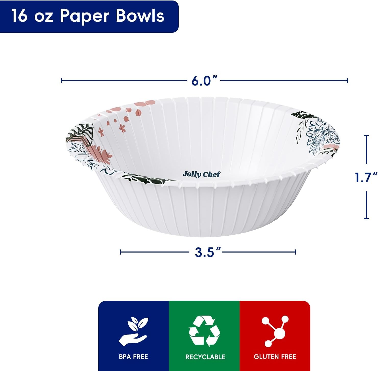 16 OZ Bulk Disposable Bowls with Floral Design, 156 Count for All Occasions