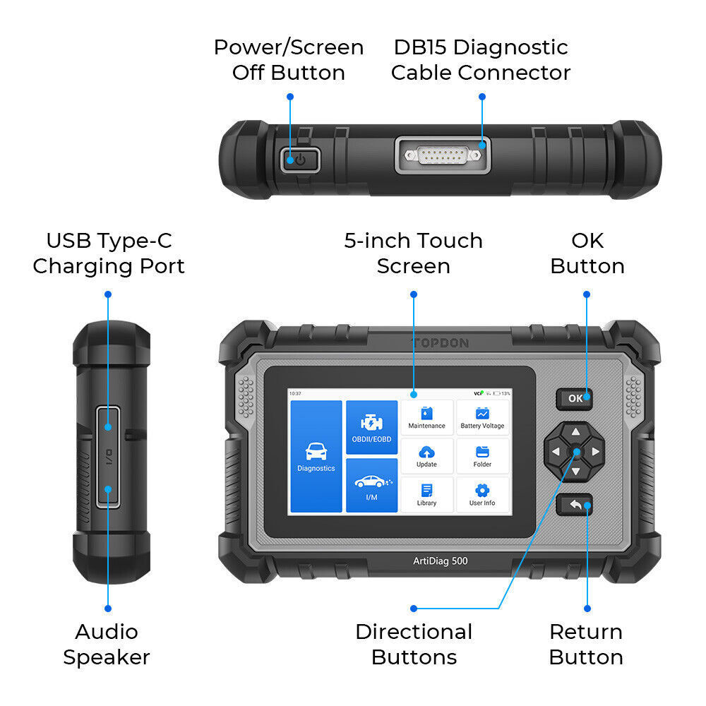 TOPDON AD500 PRO+ Automotive OBD2 Scanner Engine ABS SRS EBP SAS Diagnostic Tool