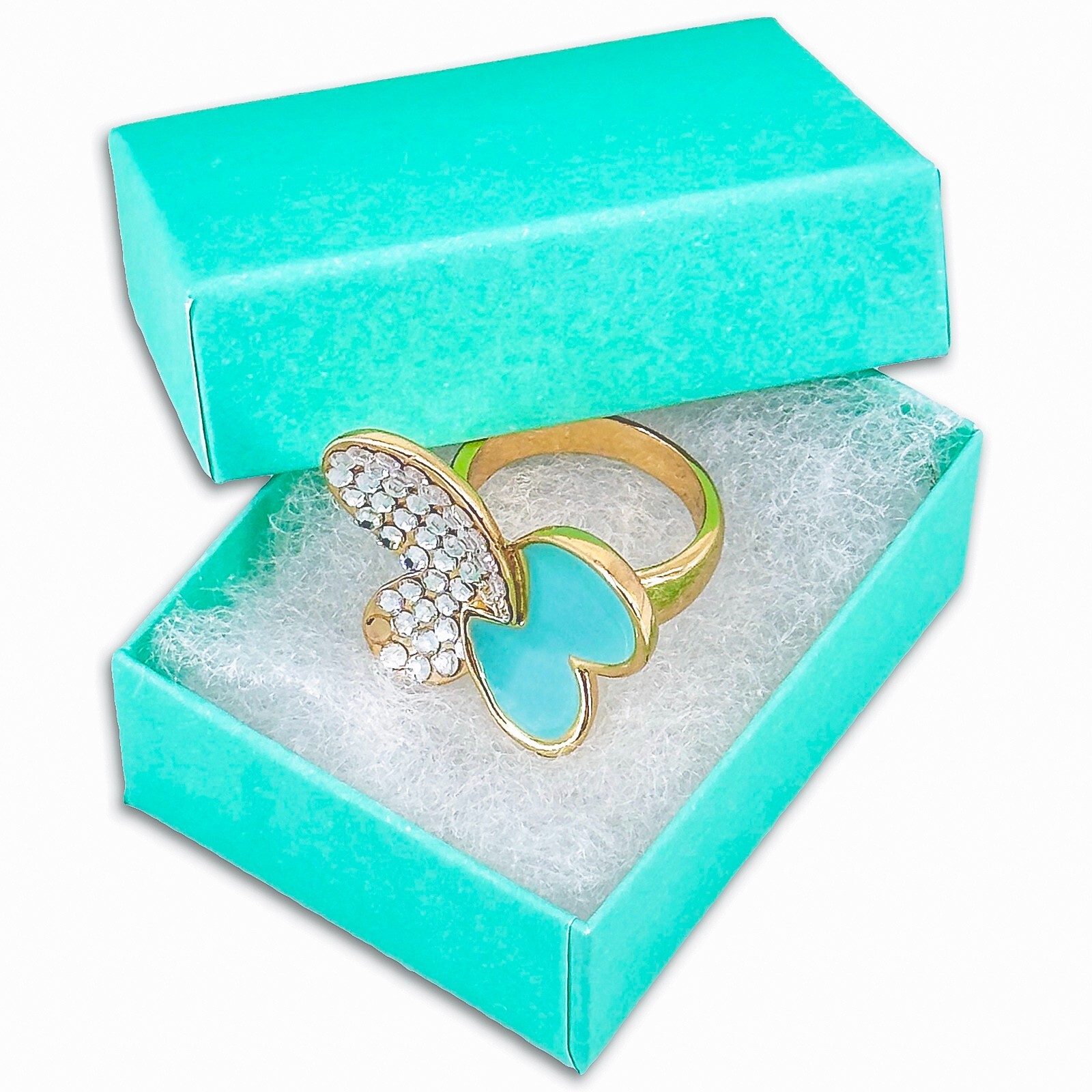 BULK Cardboard Kraft Paper JEWELRY GIFT BOXES Cotton Filled TEAL - for Shipping