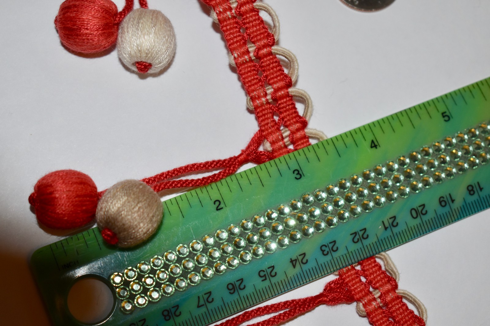 2.67 yd (96") Samuel & Son VERANDA LINEN TASSEL FRINGE Geranium Coral 3.5"w Trim