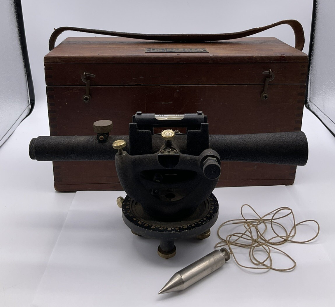 Vintage Berger Engineering Instruments Surveying Transit & Wood Box