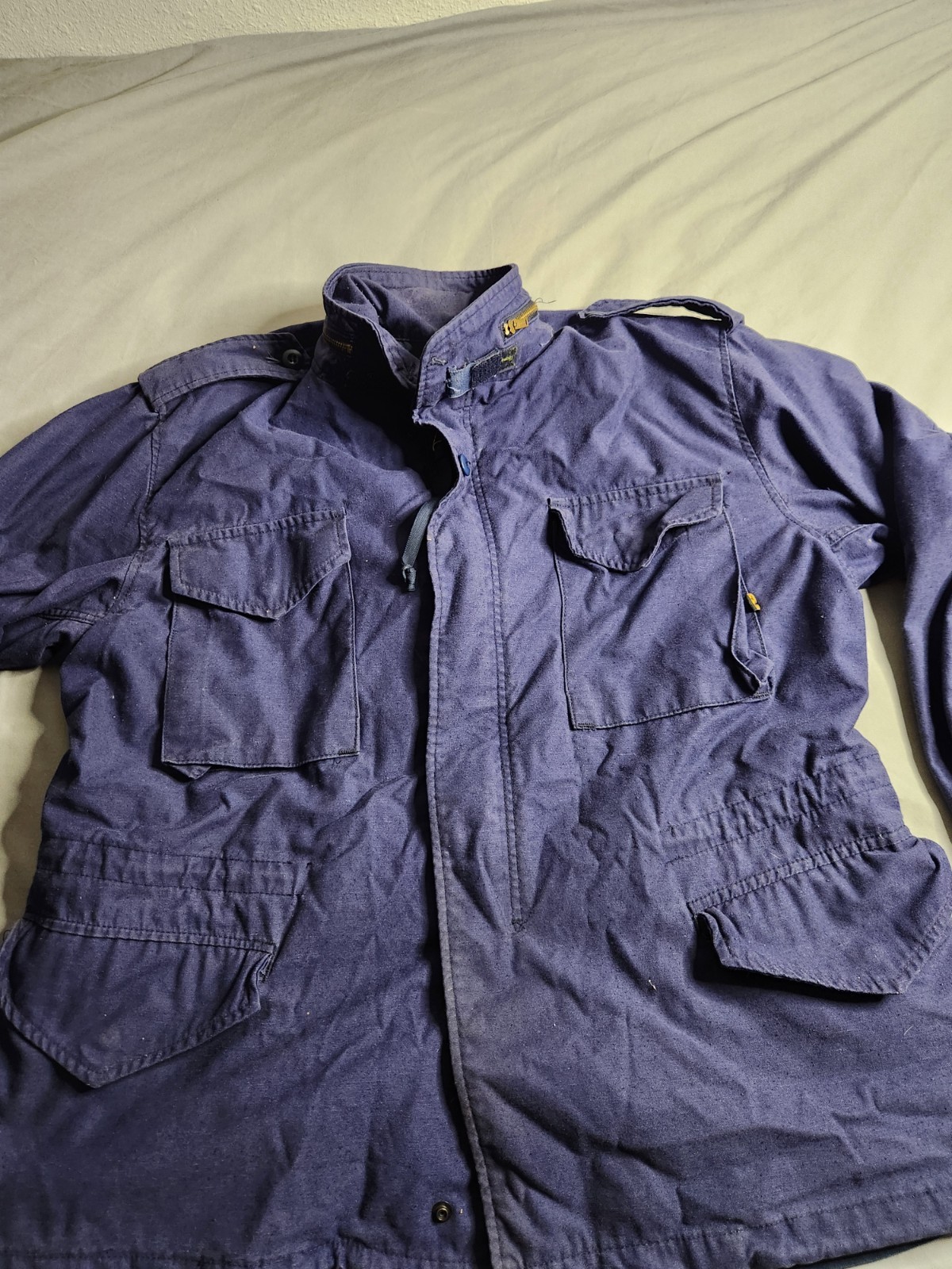 Alpha Industries M-65 Cold Weather Field Jacket Coat Mens Sz Large Blue Navy USA