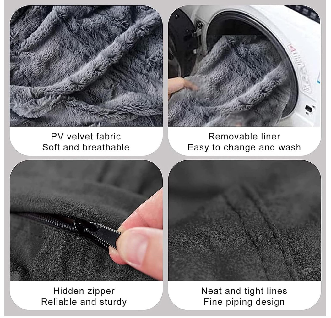 7FT Giant Faux Fur Bean Bag Sofa Chair Soft Protect Cover No Filling - Gray