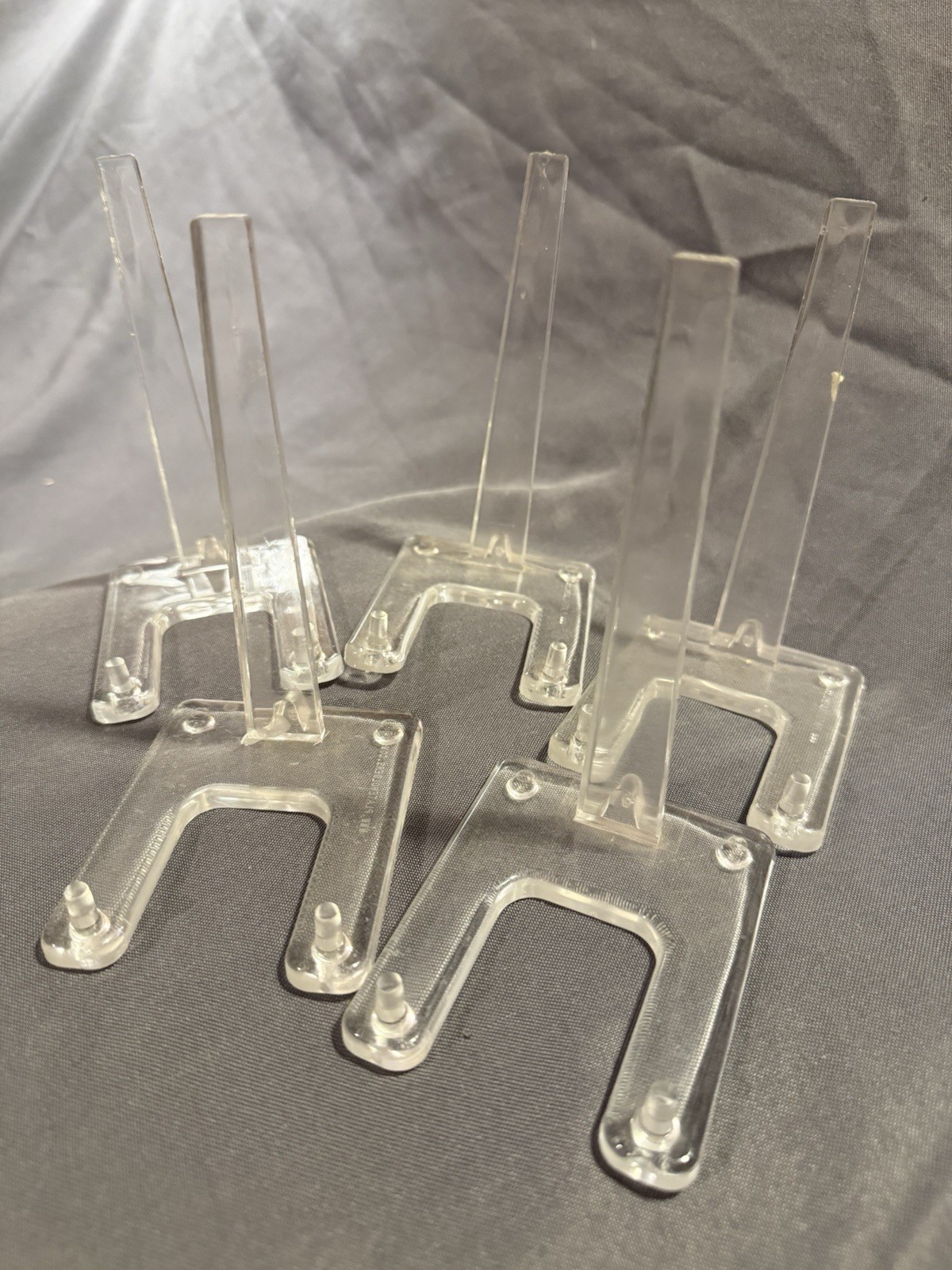 Lot of 5 Clear Acrylic Lucite Easel Plate Platter and Painting Display Stand