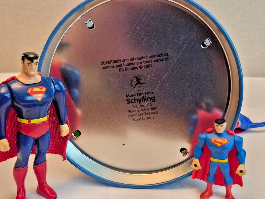VINTAGE 2001 SCHYLLING Superman Classic Tin Carousel and figures lot