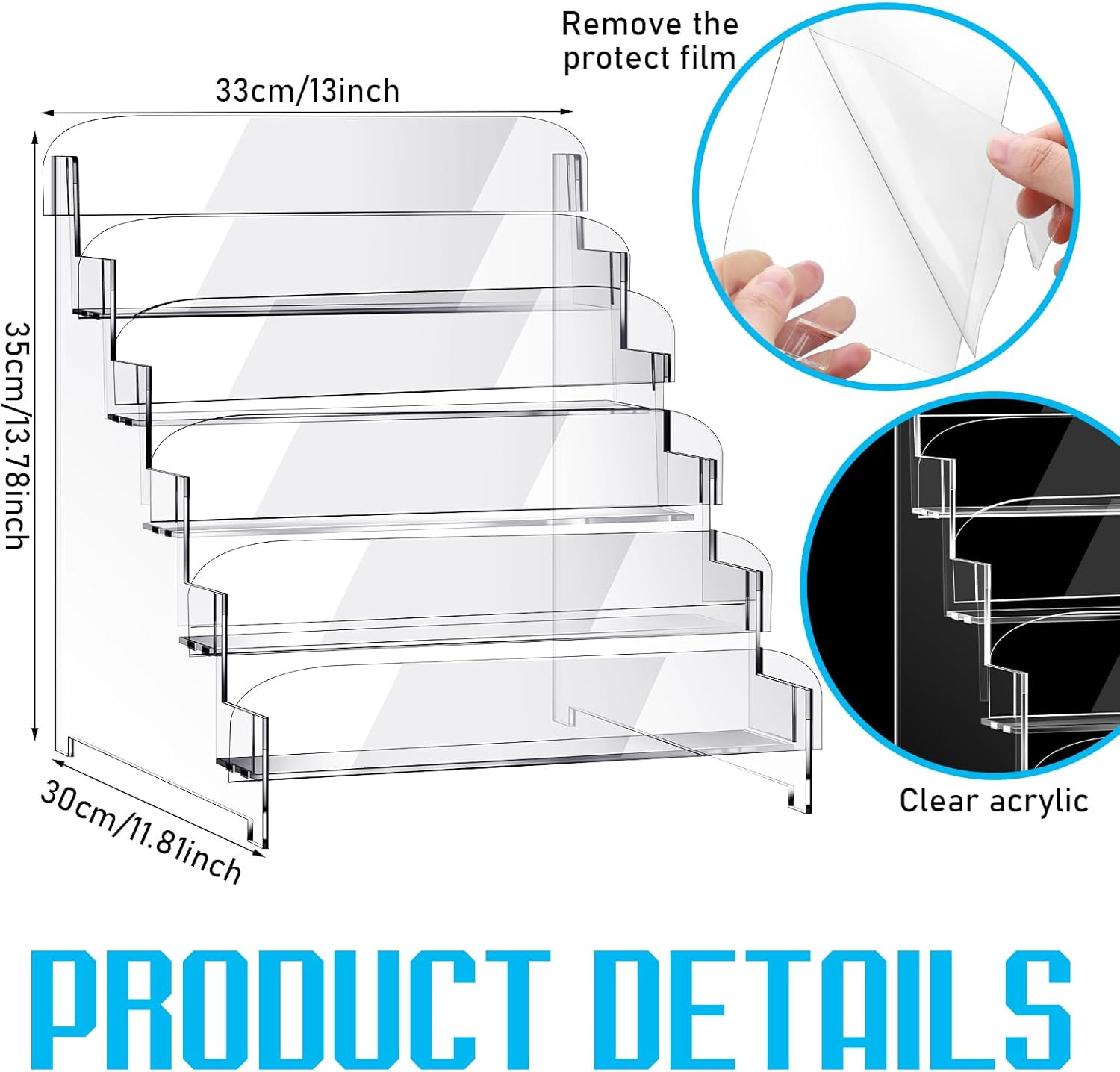 5 Tier Acrylic Greeting Card Display Stand Portable Display Rack Storage Sticker