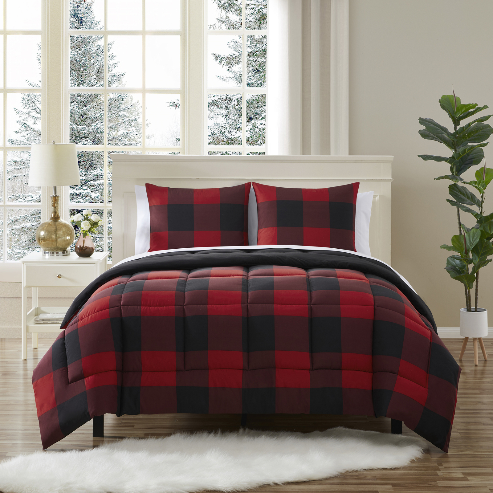 7 Piece Buffalo Plaid Check Bed in a Bag Comforter and Sheet Set