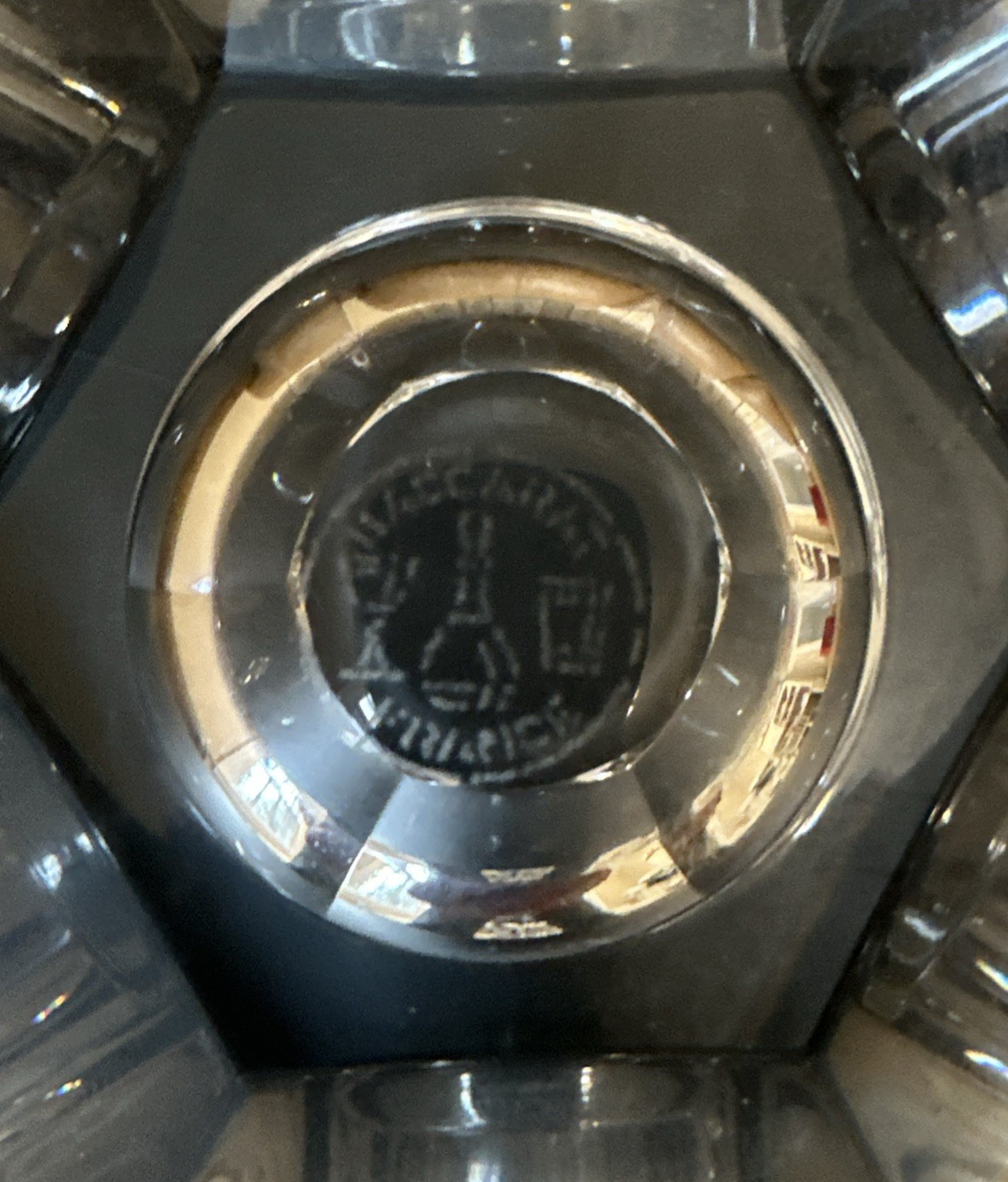 Baccarat Crystal Inkwell Hexagon 2 Pc France