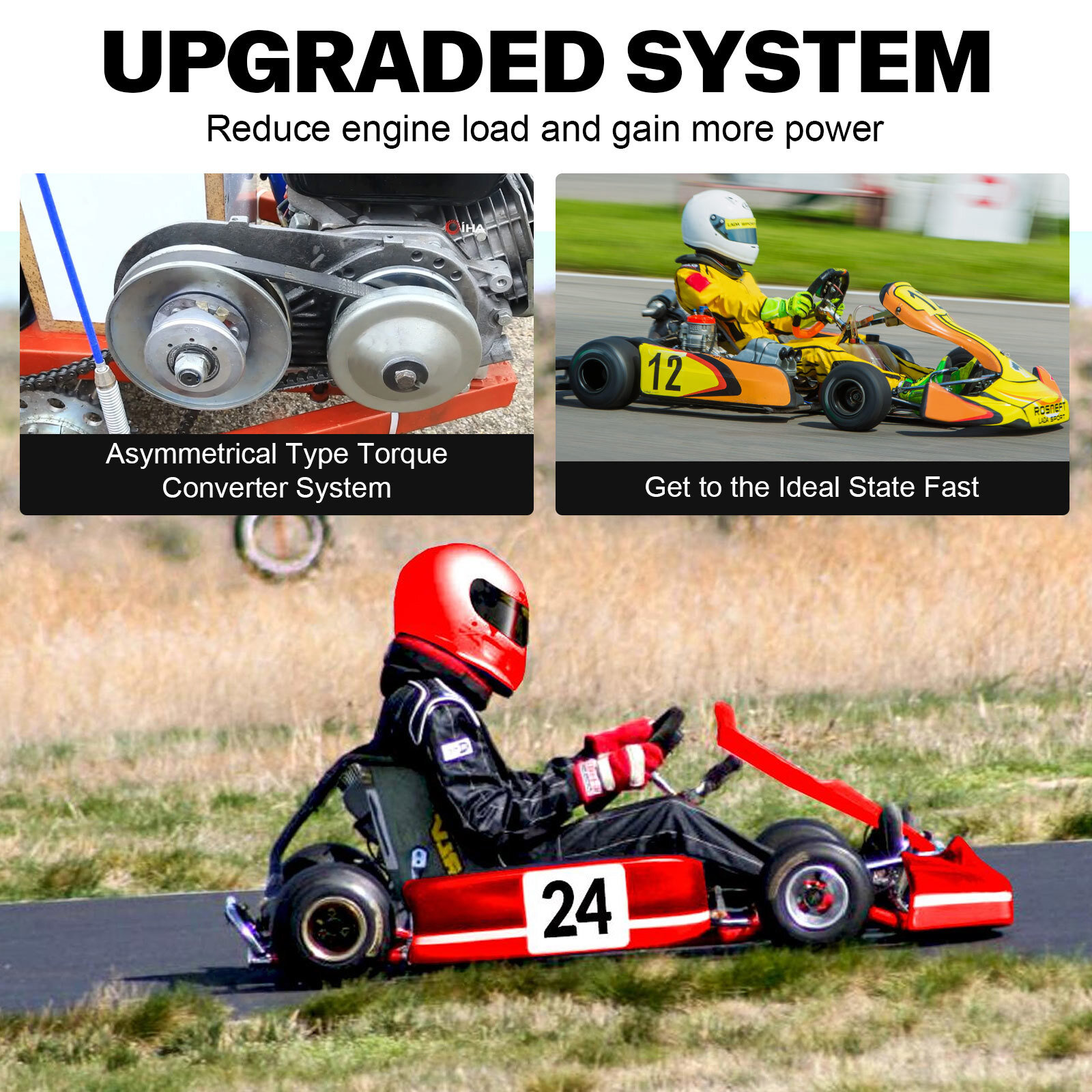 NEW🔥1"/3/4" 5/8" Clutch Go Kart Torque Converter 10t 12t Complete Cvt Combo 30