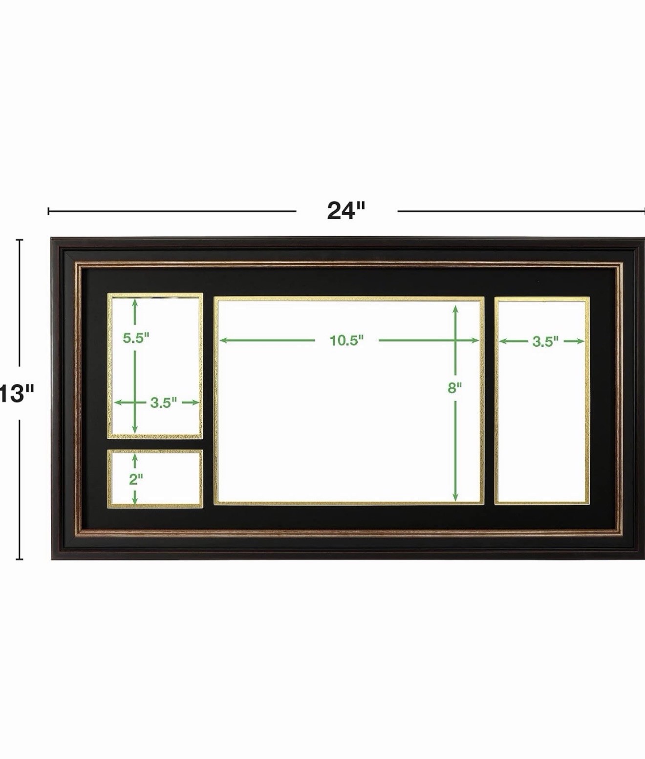 24x13 Graduation Diploma Frame Black Gold College Degree Frame w Photo Tassel