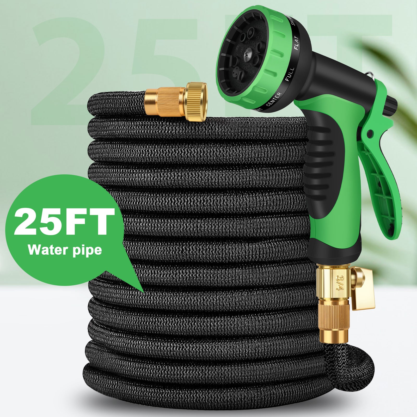 25-150FT LIGHTWEIGHT NO-KINK WATER HOSE, FLEXIBLE UPGRADED LEAKPROOF WATER HOSE