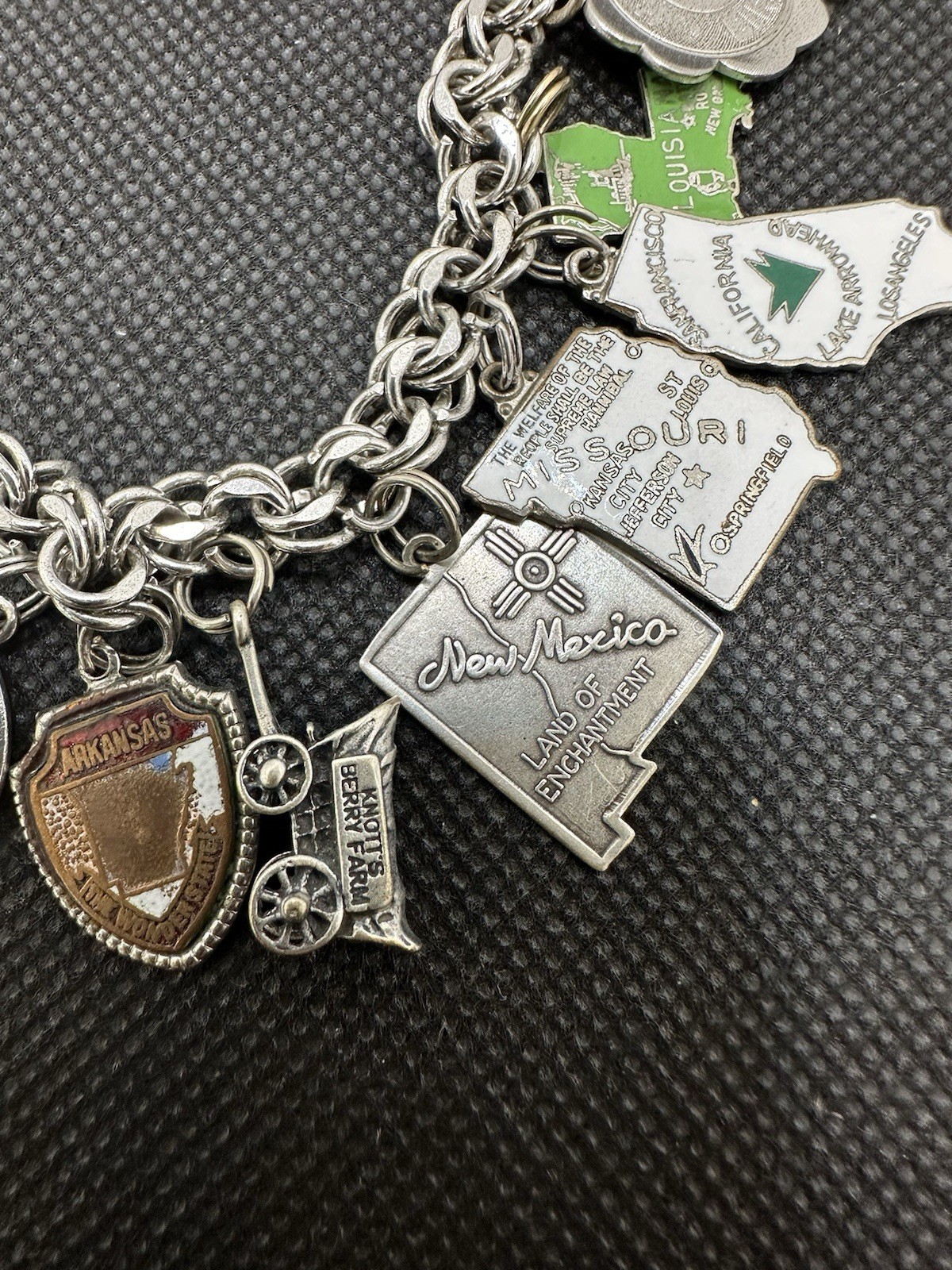 Vintage Sterling Silver Charm Bracelet Longhorns Wagon States 1960’s