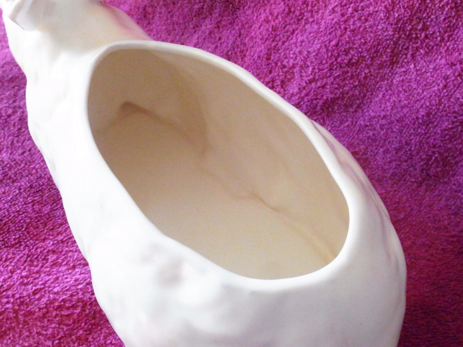 VHTF Vintage Lefton White Bunny Rabbit w/ Pink Eyes 10" Planter-Orig Label-EXC