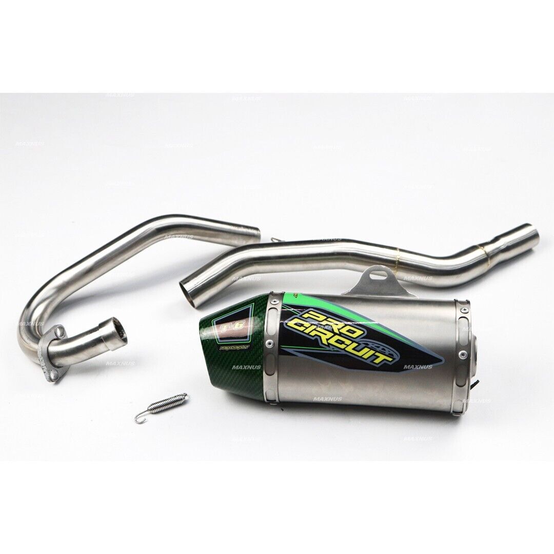 EXHAUST MUFFLER PIPE FULL SYSTEM CARBON GREEN FIT FOR KAWASAKI KLX110 KLX110L
