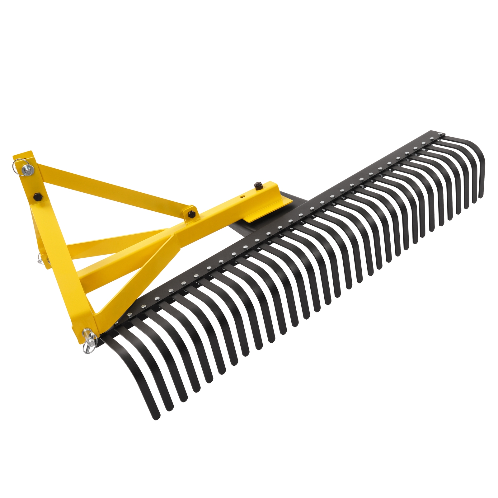 Yellow 3-Point Landscape Rock Rake Garden Tool For CAT 1 Tractors Hookup 5 FT