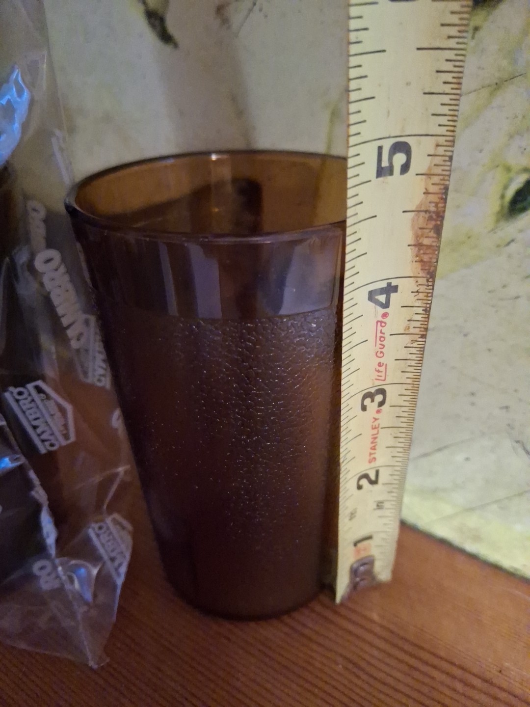 12 Retro Diner Restaurant Ware Texas Tumbler Plastic Pebbled Cup 9.5oz Amber New