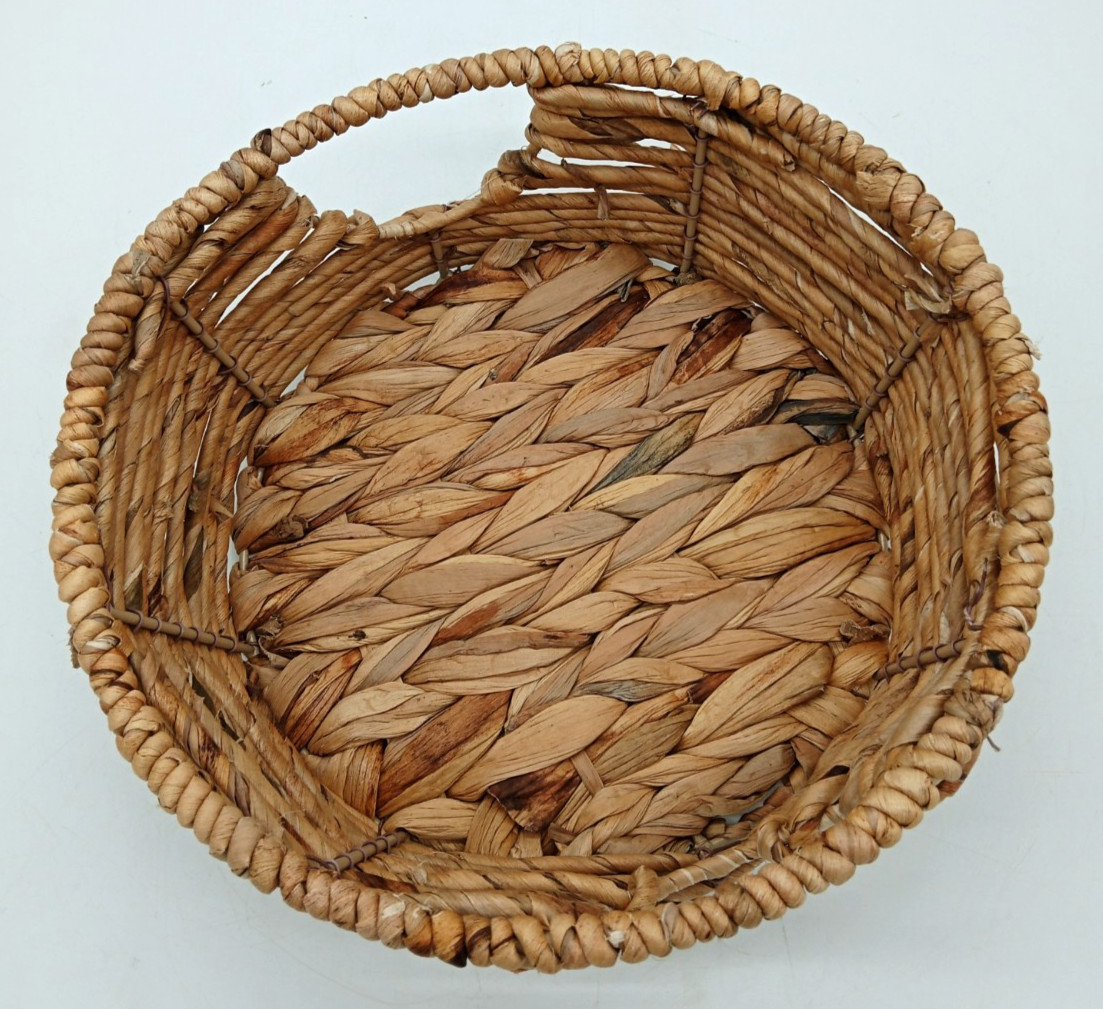 Round Water Hyacinth Woven Decorative Storage Basket 10"