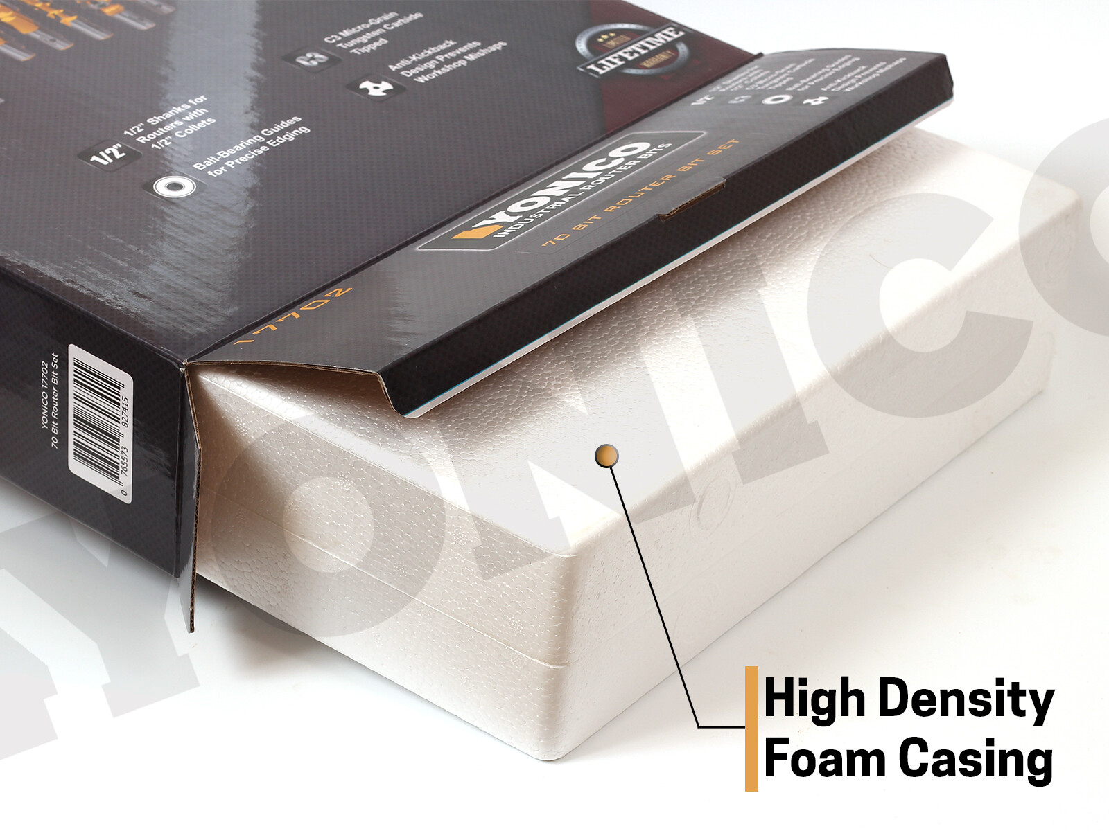 70 Bit Professional C3 Carbide Router Bit Set - 1/2" Shank - Yonico 17702