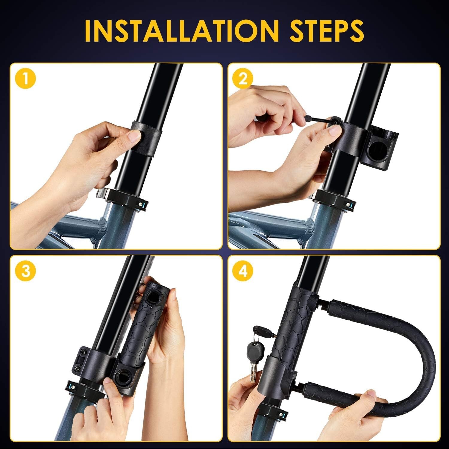 Bike U Lock,20mm Heavy Duty Combination Bicycle D Lock Shackle 4ft Length