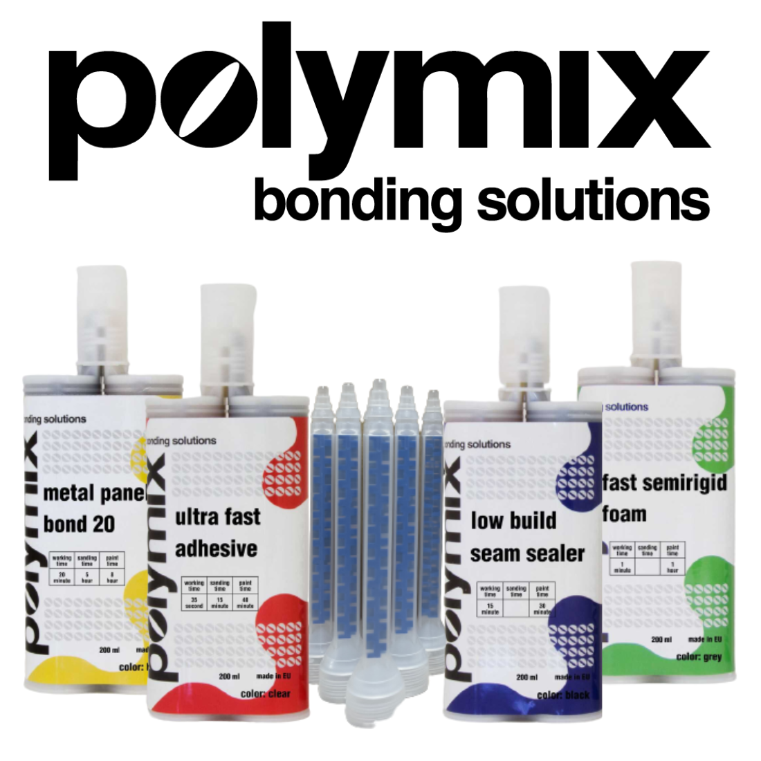 Polymix Black Automotive Rigid Plastic Repair & Adhesive Cartridge 200ml