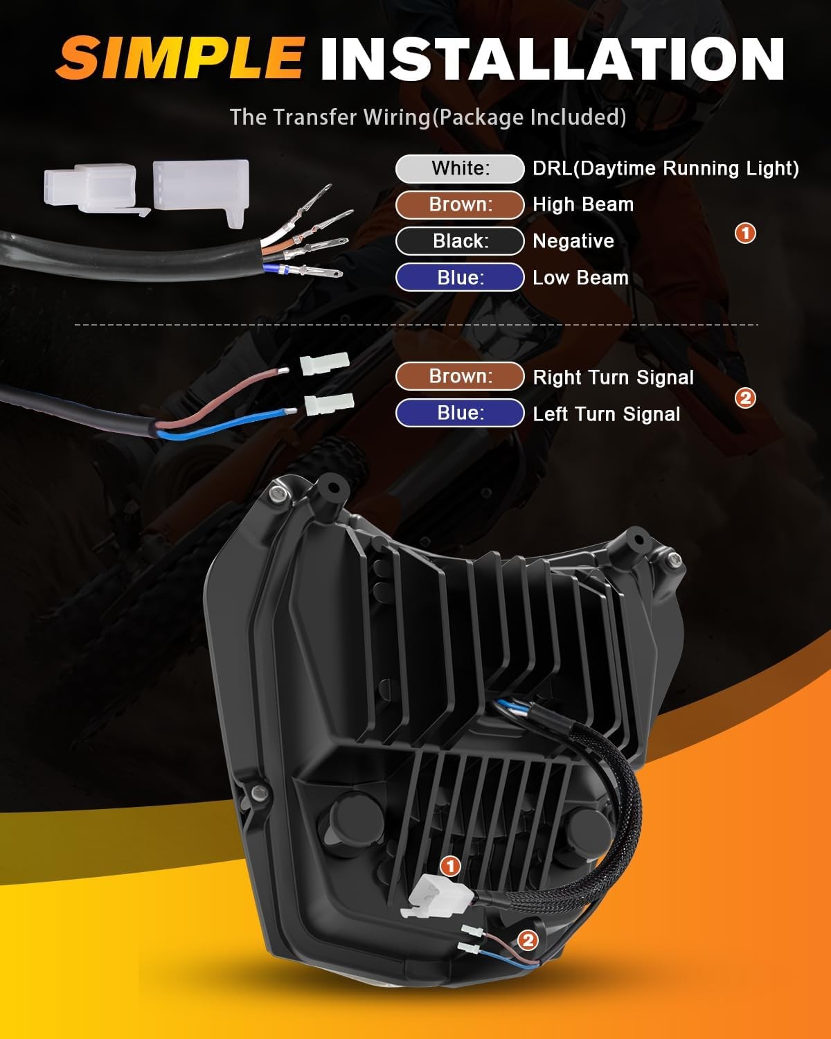 Dirt Bike LED Headlight DRL Turn For 2017-21 EXC XCW 250 350 450 500 SMC-R 690