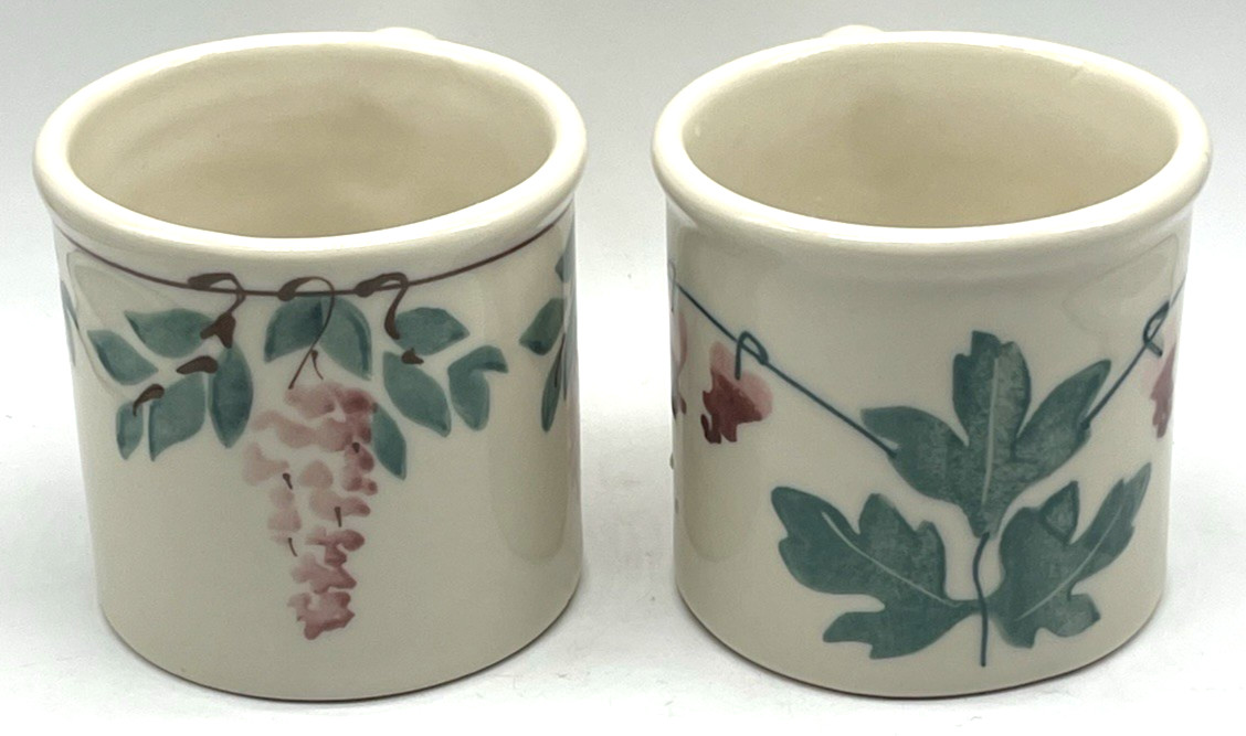 2 Hartstone Pottery Stoneware Coffee Mugs Spring Flowers Wisteria Bleeding Heart