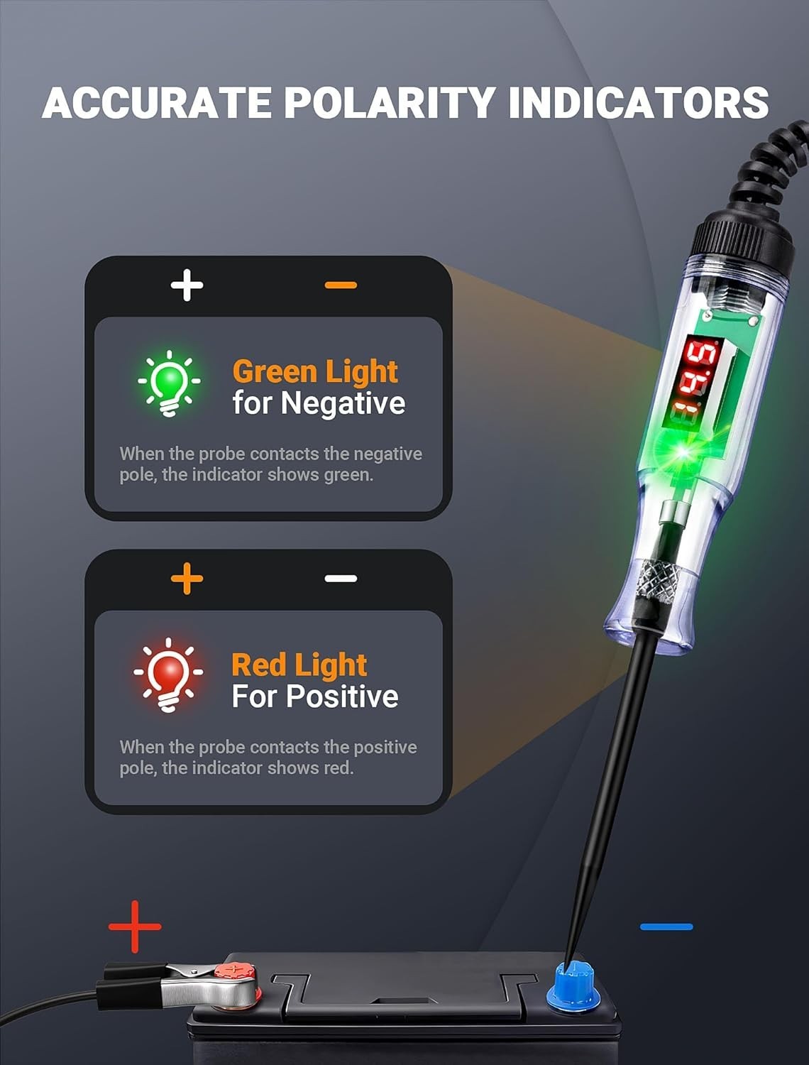 Automotive Test Light with 3-48V LED Digital Display, Automotive Circuit Tester