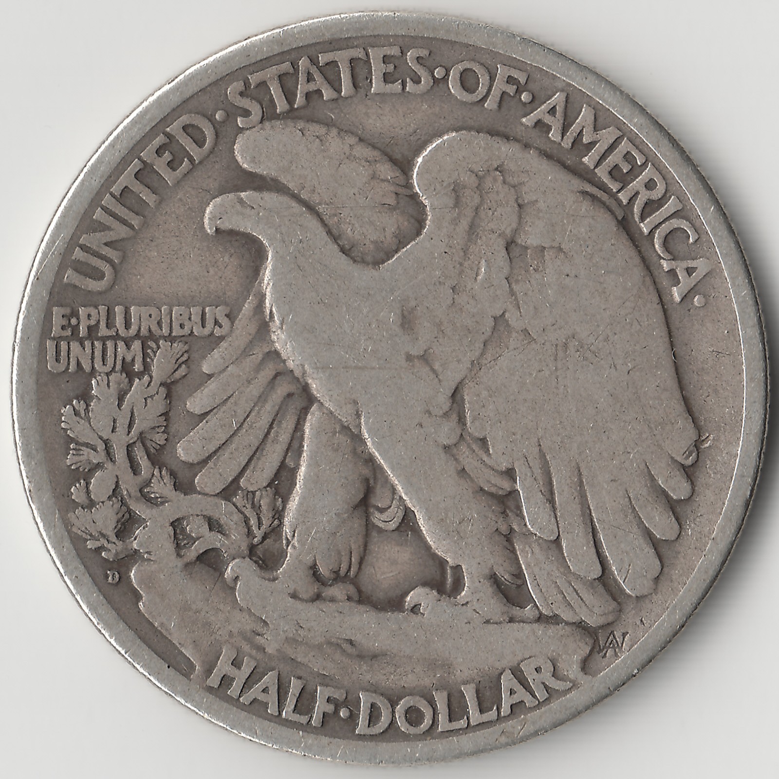 1919 D Walking Liberty Half Dollar, VG