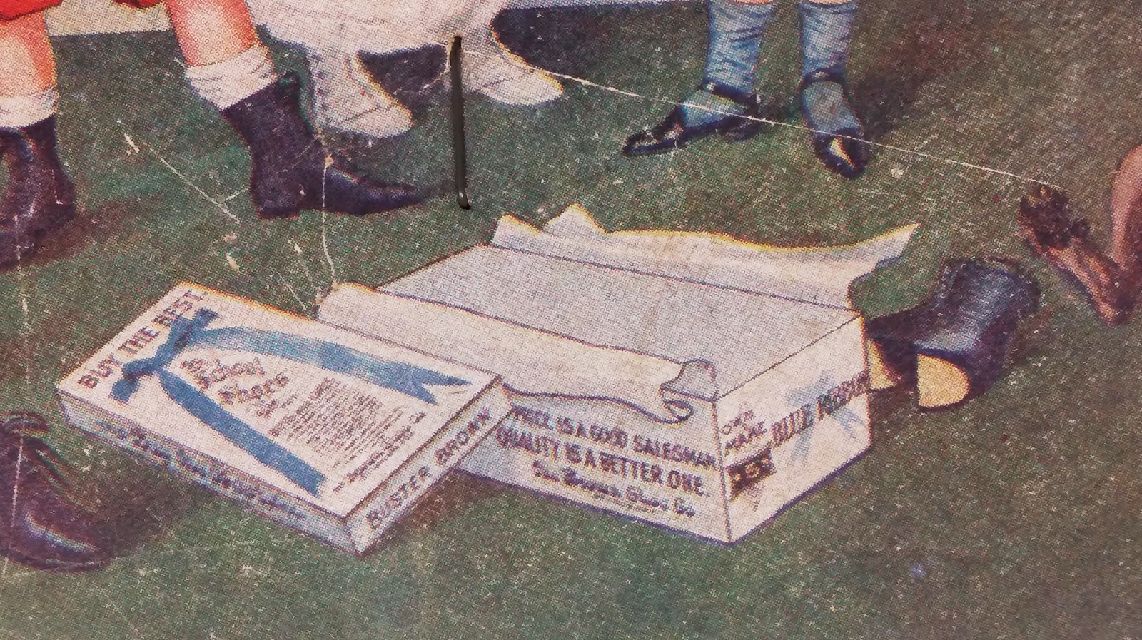 Buster Brown Blue Ribbon Shoes c1910s Handheld Ad Fan Used