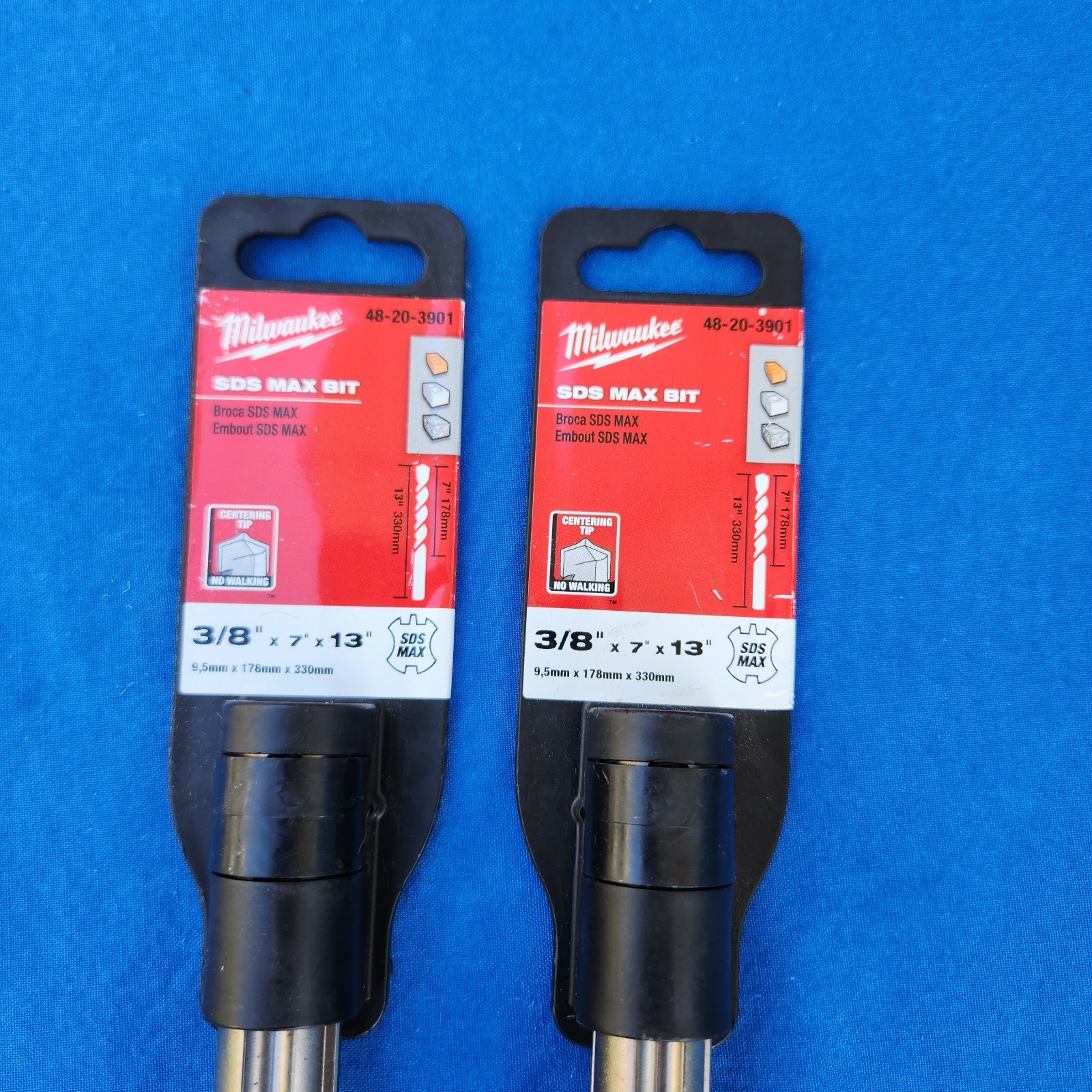 Lot of 2 Milwaukee 48-20-3901 SDS-Max 3/8in x 7in x 13in 2-Cutter Bit - new
