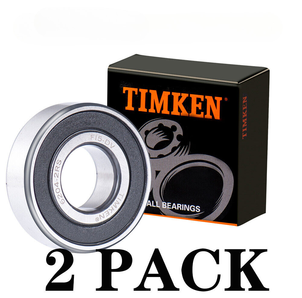 (2 PACK) USA TIMKEN 6204-2RS C3 20X47X14MM Double Rubber Seal Bearings