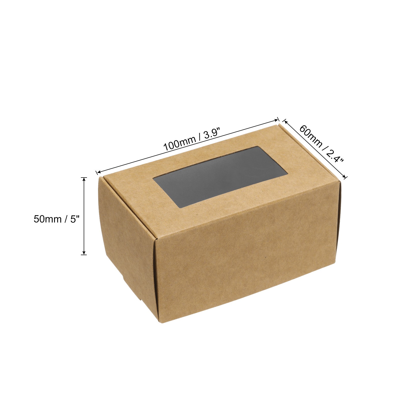3.9"x2.4"x2" Paper Soap Box with Window, 20 Pack Soap Boxes Rectangle, Brown