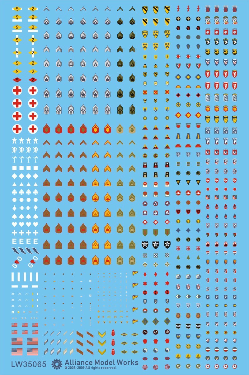 1/35 Details Improvement Kits Decal - WWII US ARMY Insignia Set LW35065