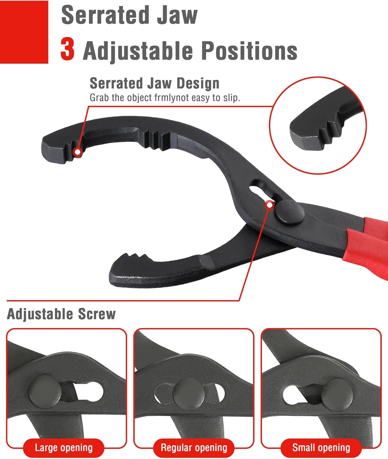 WORKPRO 2PCS Oil Filter Wrench 12" Adjustable Plier 3-Jaw Universal Removal Tool