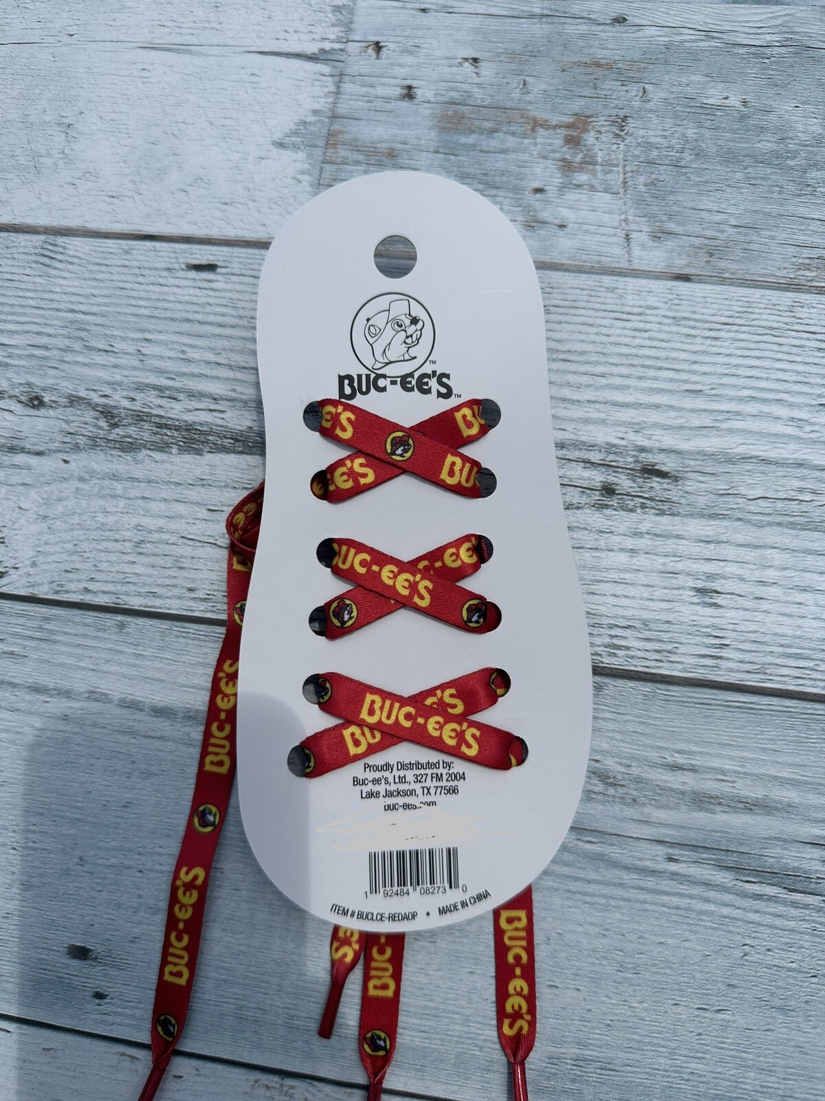 NEW Buc-ee’s Logo Shoe Laces 1 Pair of Laces Red and Yellow
