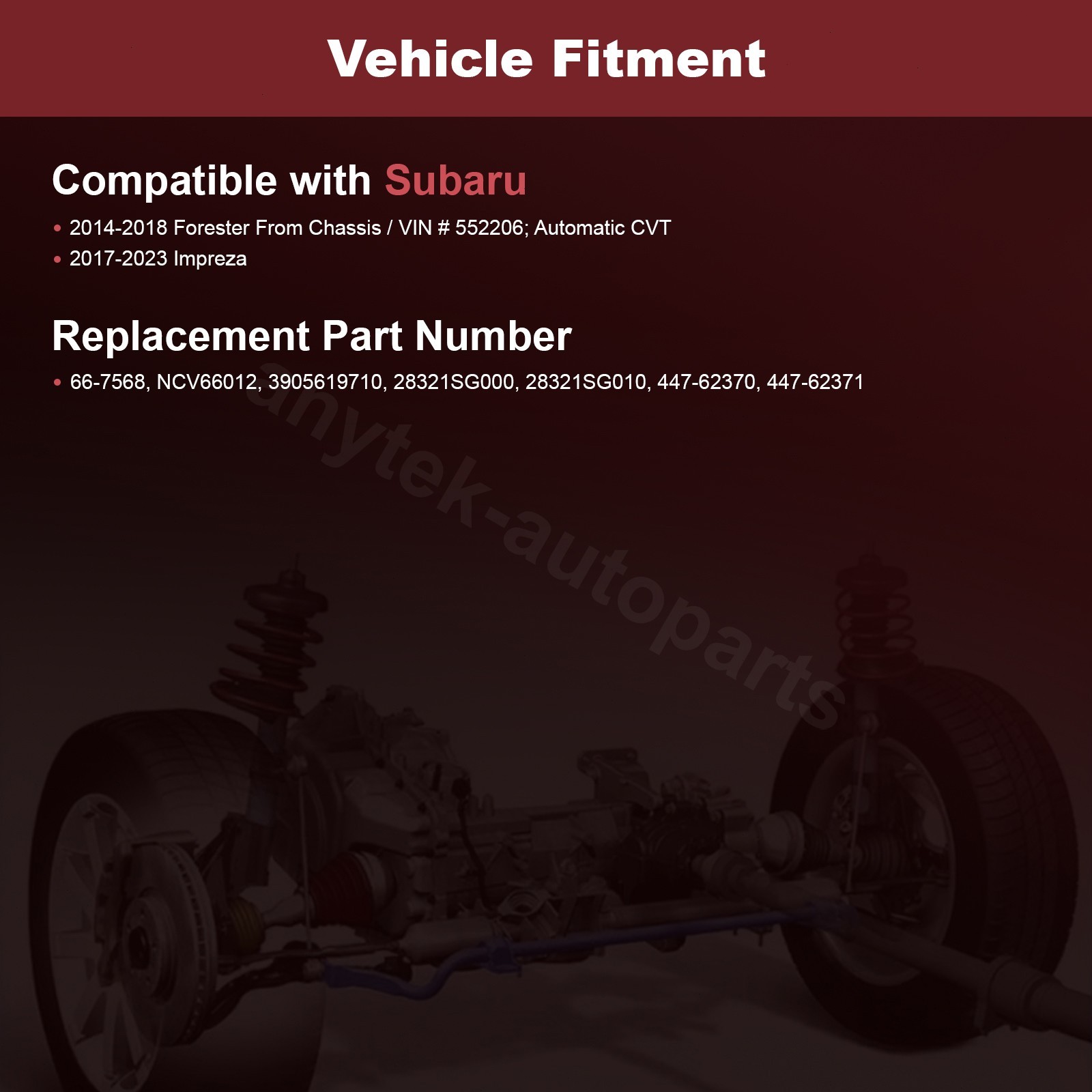 2x Pair Front CV Axle Assembly for Subaru 2014-2018 Forester 2017-2023 Impreza