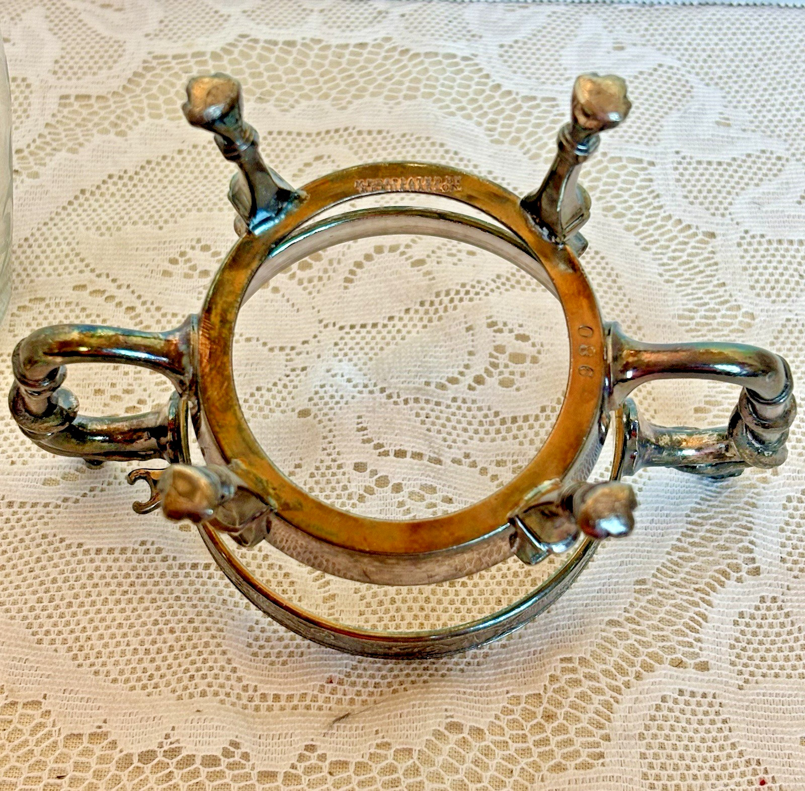 Antique Reed & Barton 980 Victorian Pickle Castor Etched Glass Silverplate