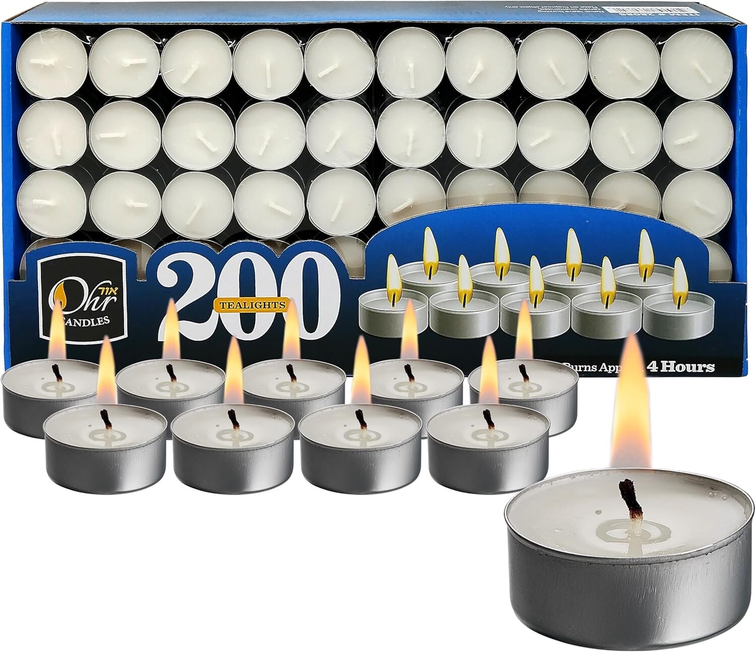Long Burning 4-5 Hour Unscented Tea Light Candles, White, Bulk 200 pcs or 100 Pc