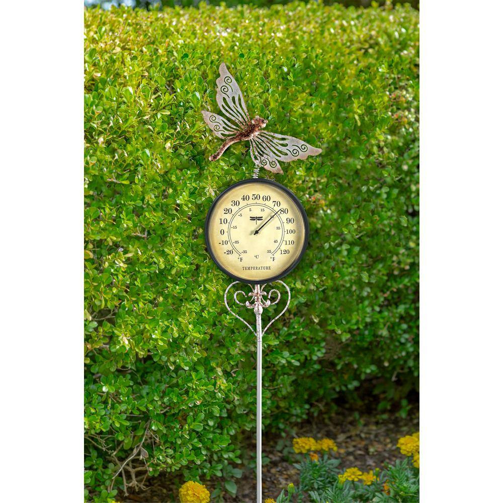 Dragonfly Outdoor Thermometer Garden Stake and Backyard Decor