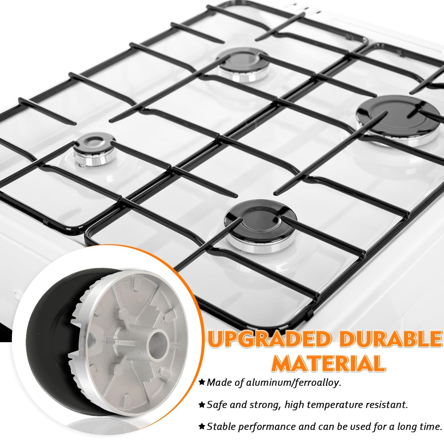 HUAREW Gas Stove Burner Caps Set, Cooker Hat Set Suitable for Most Black