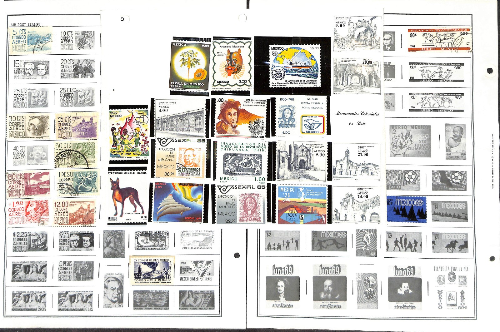 Mexico Stamp Collection on 24 Harris Pages, 1884-1985 (BI)