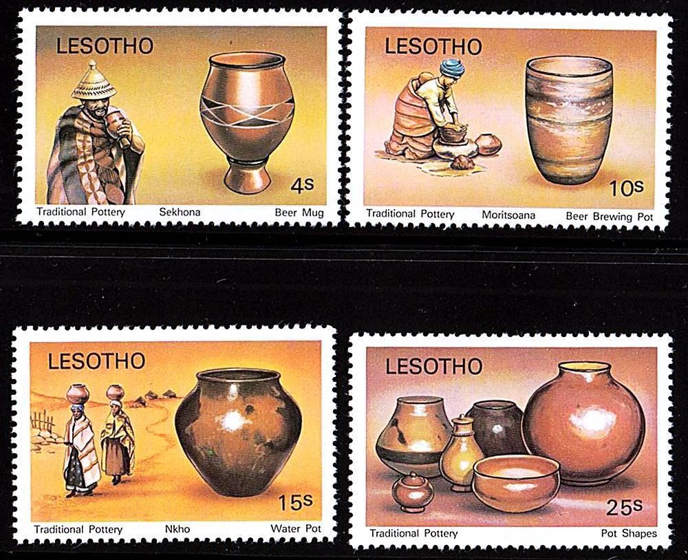 LESOTHO 1980 POTTERY neuf CERAMICS, COSTUMES, BLACK HERITAGE 💲FREE SHIPPING💲