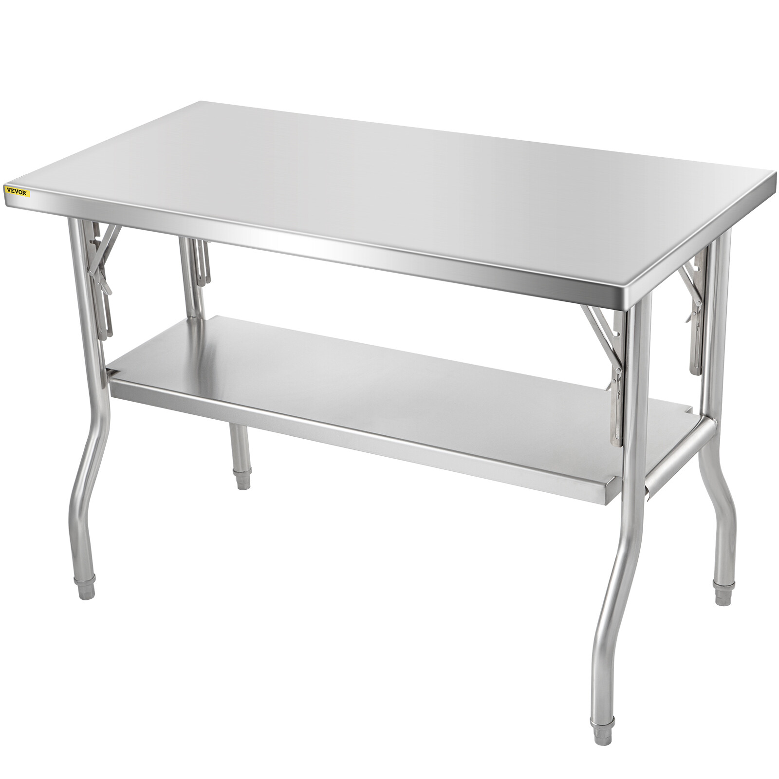 VEVOR Commercial Stainless Steel Folding Work Prep Tables Open Kitchen 48x24 In